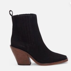 Vince Camuto Ackella Black Ankle Booties with Stacked Heel